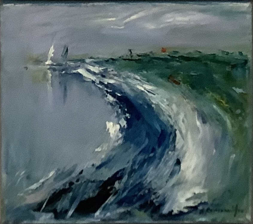 peinture, littérature, poésie à thème Mexique Tableau: VIRAGE, de Maria Ktistopoulou. En dialogue avec la culture et la tradition mexicaines lors d'une animation soirée mexicaine, fête culturelle, concert mexicain, événement entreprise à thème Mexique